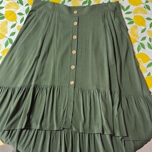 Torrid High/ Low Green Button-Down Skirt
